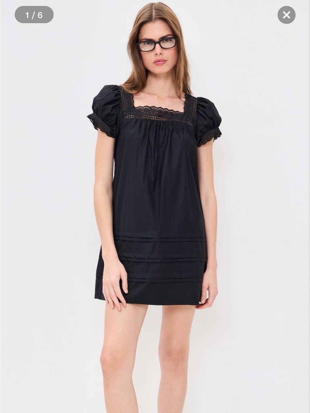 Reformation Joliette Eyelet Trim Puff Sleeve Minidress
